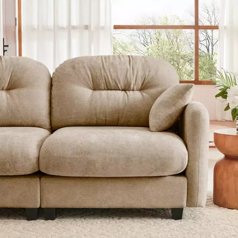 Divano Sezionale Cloud in ciniglia - Gommapiuma Trapuntata ad Alta Densità, Braccioli Ergonomici, Perfetto per la Camera da Letto o il Soggiorno di Piccole Dimensioni