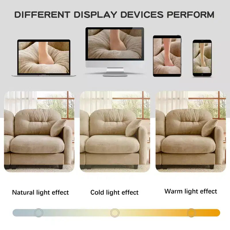 Divano Sezionale Cloud in ciniglia - Gommapiuma Trapuntata ad Alta Densità, Braccioli Ergonomici, Perfetto per la Camera da Letto o il Soggiorno di Piccole Dimensioni