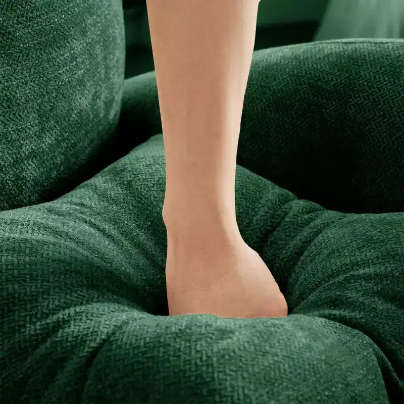 Divano Sezionale Cloud in ciniglia - Gommapiuma Trapuntata ad Alta Densità, Braccioli Ergonomici, Perfetto per la Camera da Letto o il Soggiorno di Piccole Dimensioni