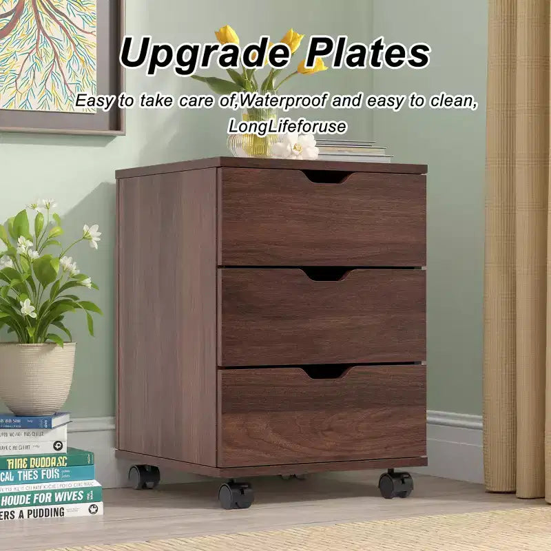 MAYEERTY 1622 Inch Armadietto verticale in legno a 3 cassetti bianco - con ruote, completamente assemblato per l'home office