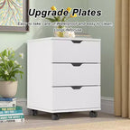 MAYEERTY 1622 Inch Armadietto verticale in legno a 3 cassetti bianco - con ruote, completamente assemblato per l'home office