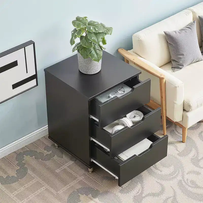 MAYEERTY 1622 Inch Armadietto verticale in legno a 3 cassetti bianco - con ruote, completamente assemblato per l'home office
