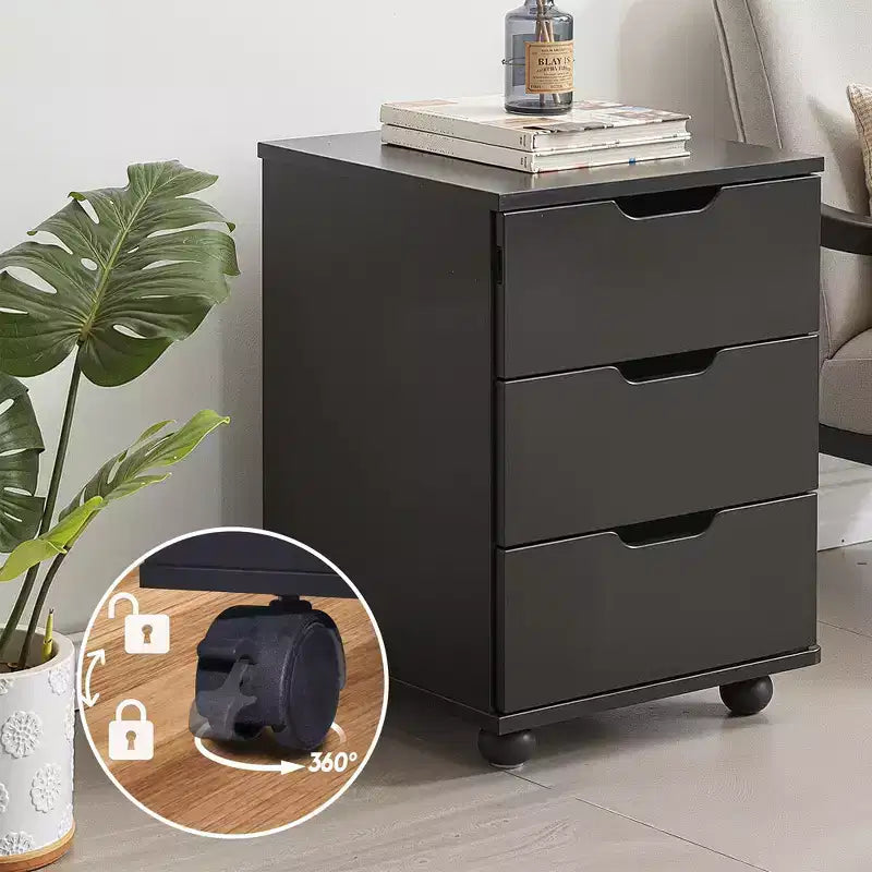 MAYEERTY 1622 Inch Armadietto verticale in legno a 3 cassetti bianco - con ruote, completamente assemblato per l'home office
