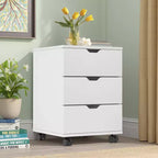 MAYEERTY 1622 Inch Armadietto verticale in legno a 3 cassetti bianco - con ruote, completamente assemblato per l'home office