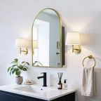 MAYEERTY 36 x 24in Modern Arch Bathroom Medicine Cabinets, Metal Framed Wall Mirror with Storage, Gold