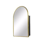 MAYEERTY 36 x 24 pollici Armadietto a specchio da bagno moderno con arco, specchio da parete con cornice in metallo e contenitore, Oro