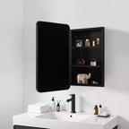 MAYEERTY 28 x 20 pollici, moderno armadietto a specchio rettangolare per bagno, specchio da parete con cornice in metallo e contenitore, nero
