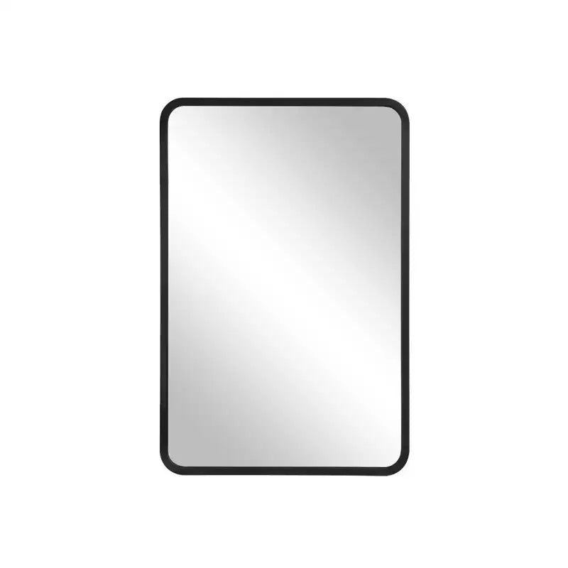 MAYEERTY 28 x 20 pollici, moderno armadietto a specchio rettangolare per bagno, specchio da parete con cornice in metallo e contenitore, nero