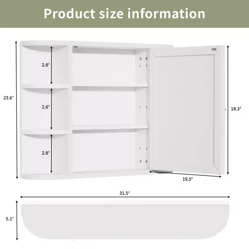 MAYEERTY 15 x 80 cm, Armadietto rettangolare moderno per bagno con specchio a parete con cornice in metallo e contenitore, Bianco