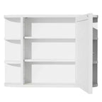 MAYEERTY 15 x 80 cm, Armadietto rettangolare moderno per bagno con specchio a parete con cornice in metallo e contenitore, Bianco