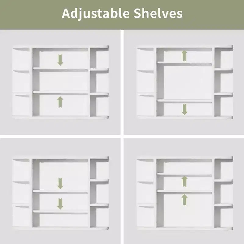 MAYEERTY 15 x 80 cm, Armadietto rettangolare moderno per bagno con specchio a parete con cornice in metallo e contenitore, Bianco