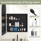 MAYEERTY Armadietto medicinali da bagno moderno ad arco 24 x 35,8 pollici, Specchio da parete con cornice in metallo e contenitore, Bianco