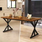 Tavolo da pranzo Vipbear Farmhouse per 6 persone, tavolo da pranzo rettangolare in legno da 70,8 pollici, tavolo da cucina rustico con gambe in metallo resistente per sala da pranzo