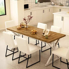 Vipbear Farmhouse Dining Table for 6 People,70.8 Inch Rectangular Wood Dining Table, Rustic Kitchen Table with Heavy Duty Metal Legs for Dining Room