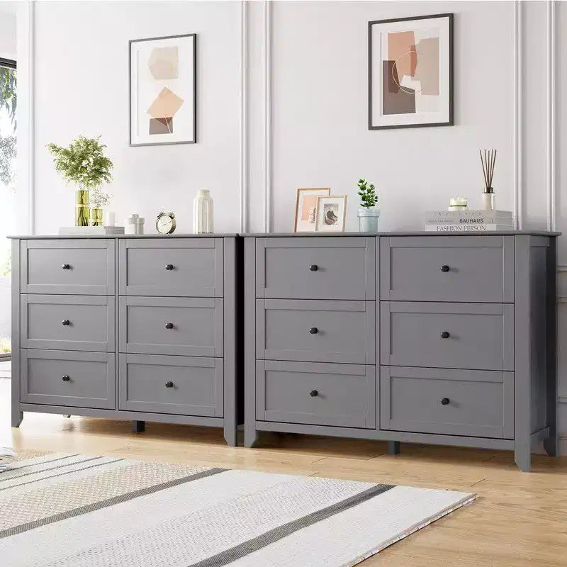 Coolmee Comò per Camera da Letto, Comò a 6 Cassetti per TV da 48 pollici, Porta TV Moderno in Legno per Soggiorno, Ripostiglio, Ingresso, Corridoio