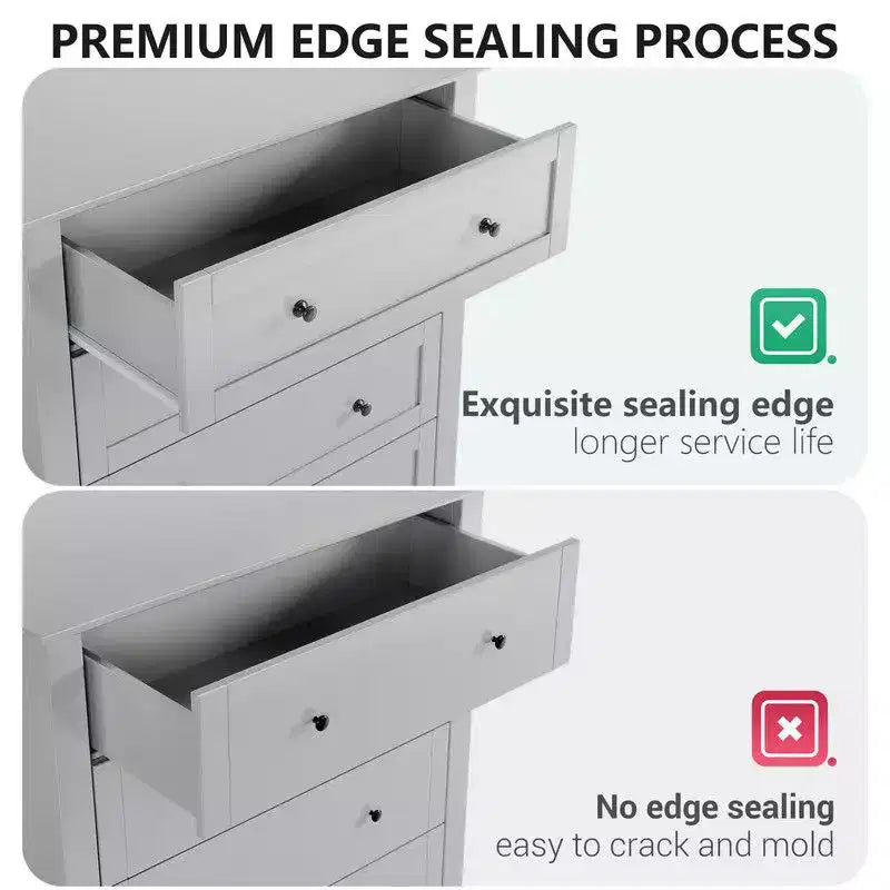 Coolmee Comò per Camera da Letto, Comò a 6 Cassetti per TV da 48 pollici, Porta TV Moderno in Legno per Soggiorno, Ripostiglio, Ingresso, Corridoio