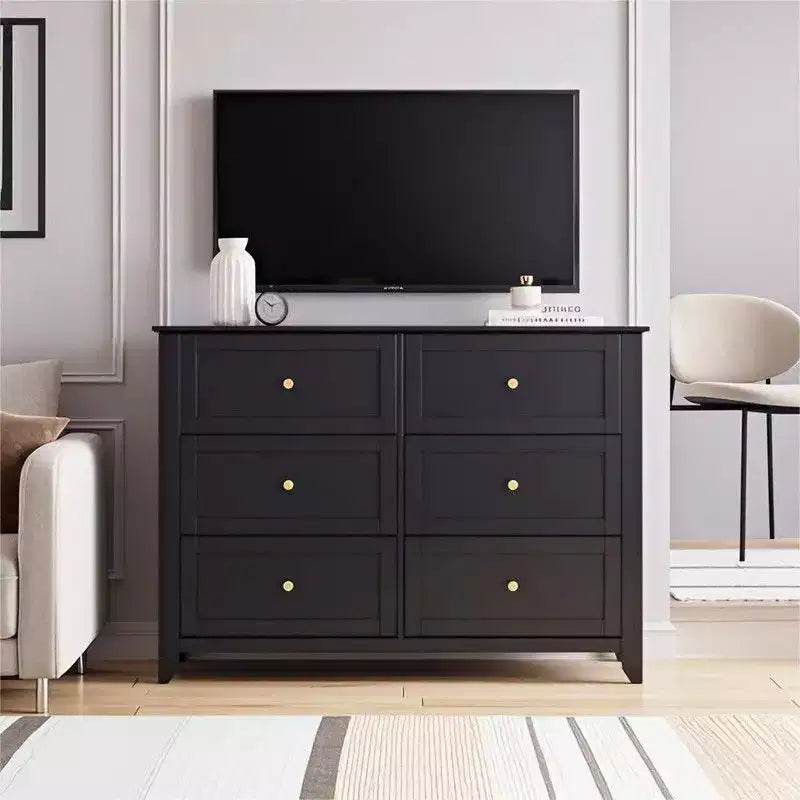 Coolmee Comò per Camera da Letto, Comò a 6 Cassetti per TV da 48 pollici, Porta TV Moderno in Legno per Soggiorno, Ripostiglio, Ingresso, Corridoio