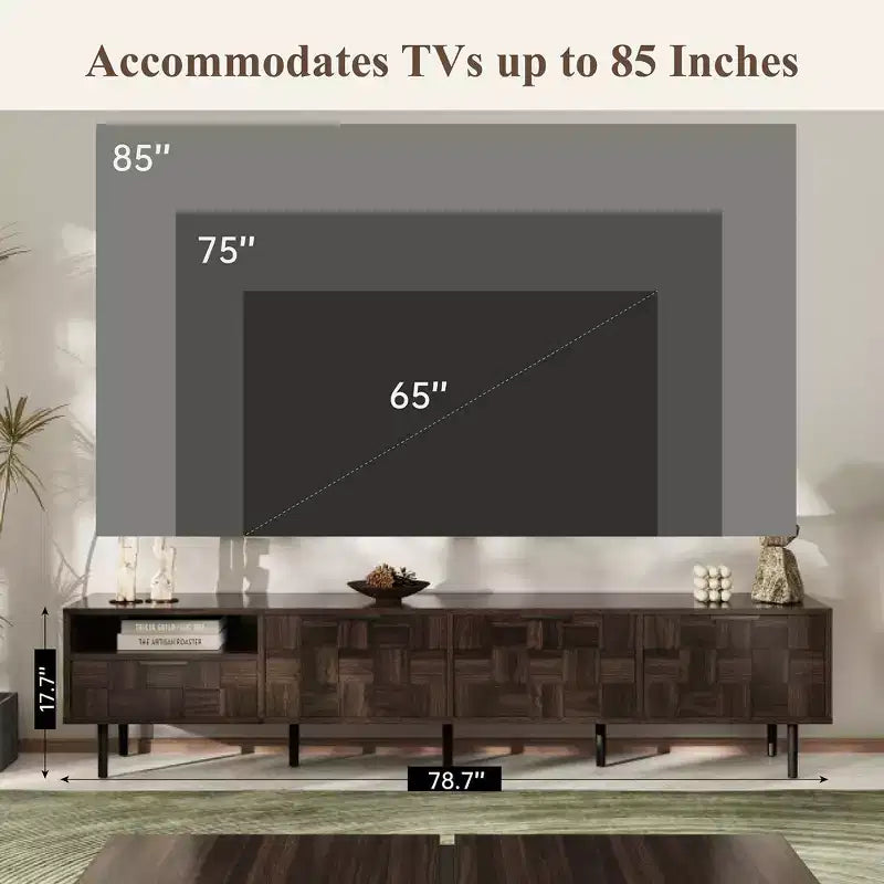Bestier 78" Mobile TV Stand di design moderno della metà del secolo per TV da 65 pollici in su, console TV con armadietti portaoggetti per soggiorno, mobile TV con vano portaoggetti