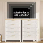 Comò a 5 cassetti per camera da letto, cassettiera alta 114 cm in legno con maniglie in metallo, comodino stretto, organizer scanalato per vestiti