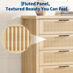 Comò a 5 cassetti per camera da letto, cassettiera alta 114 cm in legno con maniglie in metallo, comodino stretto, organizer scanalato per vestiti