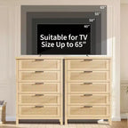 Comò a 5 cassetti per camera da letto, cassettiera alta 114 cm in legno con maniglie in metallo, comodino stretto, organizer scanalato per vestiti