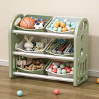 Kids Toy Storage Organizer with 6 Bins, Multi-functional Nursery Organizer Kids Furniture Set Toy Storage for Playroom, Bedroom, Living Room Green
