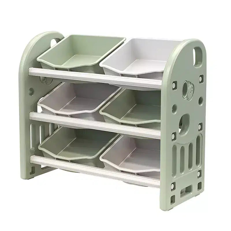 Organizzatore Porta Giocattoli per Bambini con 6 Contenitori, Set di Mobili per la Cameretta Multi-funzionale Porta Giocattoli per Sala Giochi, Camera da Letto, Soggiorno, Verde