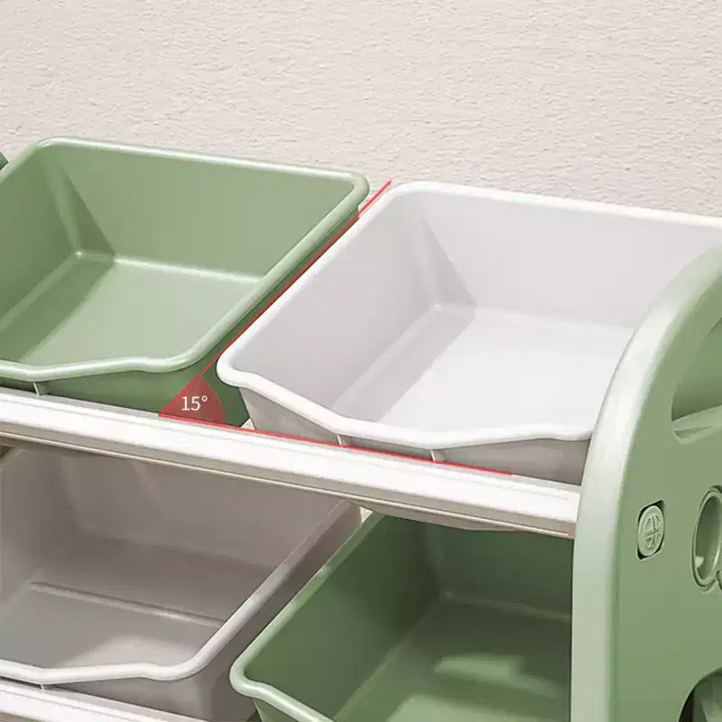 Organizzatore Porta Giocattoli per Bambini con 6 Contenitori, Set di Mobili per la Cameretta Multi-funzionale Porta Giocattoli per Sala Giochi, Camera da Letto, Soggiorno, Verde