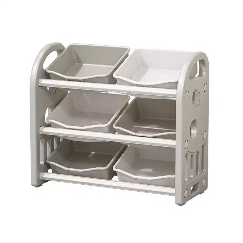 Organizzatore per Giocattoli per Bambini con 6 Contenitori, Mobiletto Multifunzionale per la Cameretta Set Mobili per Bambini Mobile Organizzatore Giocattoli Grigio