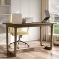 Famapy Mid-Century Solid Rubber Wood Home Office Desk with Rounded Corners,Modern Writing Desk,Minimalist Writing & Computer Workstation Desk