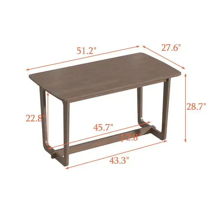Famapy Scrivania da Ufficio per Casa in Legno Massello di Gomma Stile Mid-Century con Angoli Arrotondati, Scrivania Moderna, Scrivania Minimalista per Scrittura e Computer