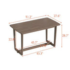 Famapy Scrivania da Ufficio per Casa in Legno Massello di Gomma Stile Mid-Century con Angoli Arrotondati, Scrivania Moderna, Scrivania Minimalista per Scrittura e Computer