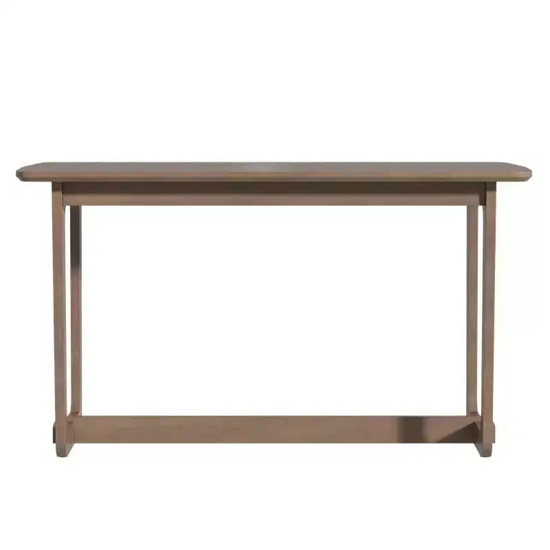 Famapy Scrivania da Ufficio per Casa in Legno Massello di Gomma Stile Mid-Century con Angoli Arrotondati, Scrivania Moderna, Scrivania Minimalista per Scrittura e Computer