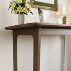 Famapy Scrivania da Ufficio per Casa in Legno Massello di Gomma Stile Mid-Century con Angoli Arrotondati, Scrivania Moderna, Scrivania Minimalista per Scrittura e Computer