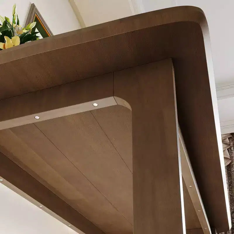 Famapy Scrivania da Ufficio per Casa in Legno Massello di Gomma Stile Mid-Century con Angoli Arrotondati, Scrivania Moderna, Scrivania Minimalista per Scrittura e Computer