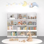 Okak Libreria per bambini in stile minimalista, ripiani portaoggetti a 4 livelli, contenitore per giocattoli per la camera dei bambini, il soggiorno, la sala giochi, colore bianco