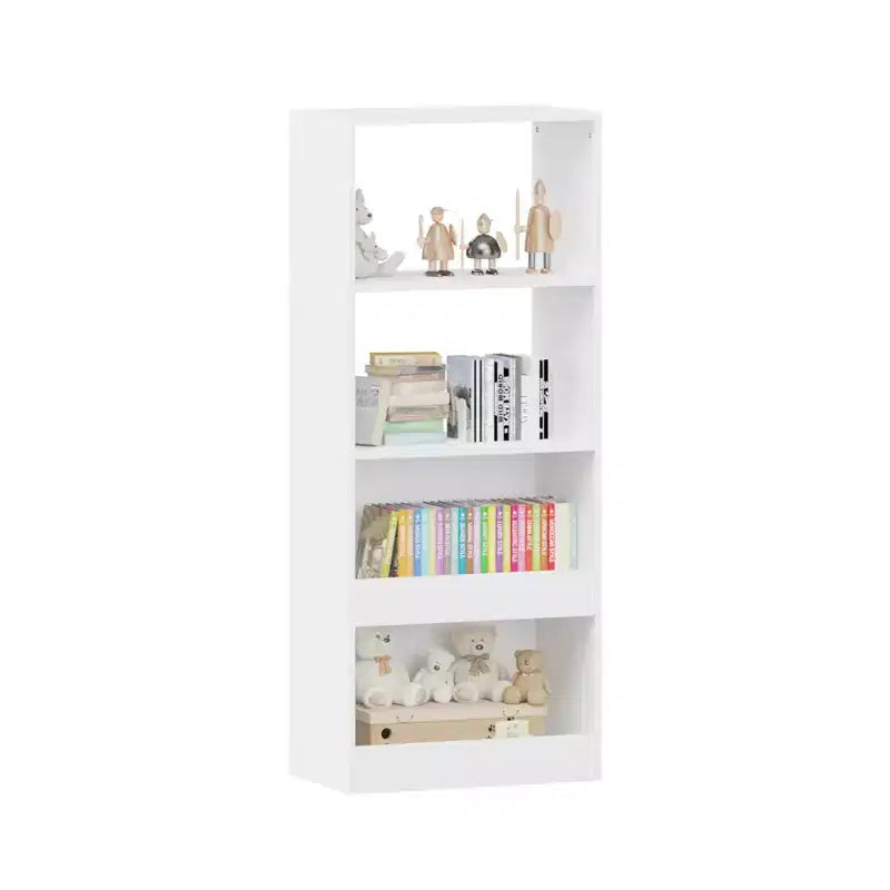 Okak Libreria per bambini in stile minimalista, ripiani portaoggetti a 4 livelli, contenitore per giocattoli per la camera dei bambini, il soggiorno, la sala giochi, colore bianco