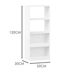 Okak Libreria per bambini in stile minimalista, ripiani portaoggetti a 4 livelli, contenitore per giocattoli per la camera dei bambini, il soggiorno, la sala giochi, colore bianco