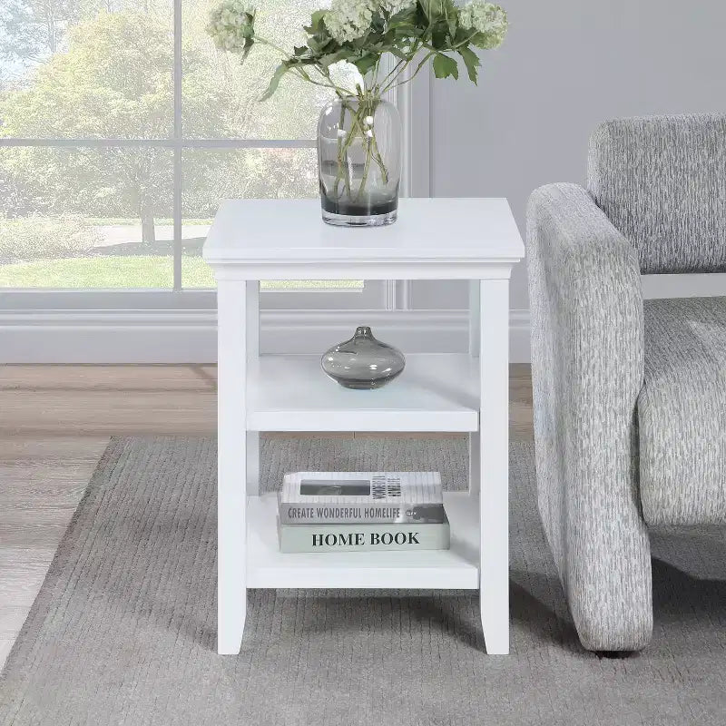 HomeStock Tavolino da Salotto Rettangolare in Legno, Colore Bianco, Altezza 61 cm, 1 Pezzo