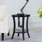 HomeStock Tavolino rotondo con piano in legno, colore nero, altezza 23,25 pollici, 1 pezzo