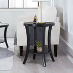 HomeStock Tavolino rotondo con piano in legno, colore nero, altezza 23,25 pollici, 1 pezzo