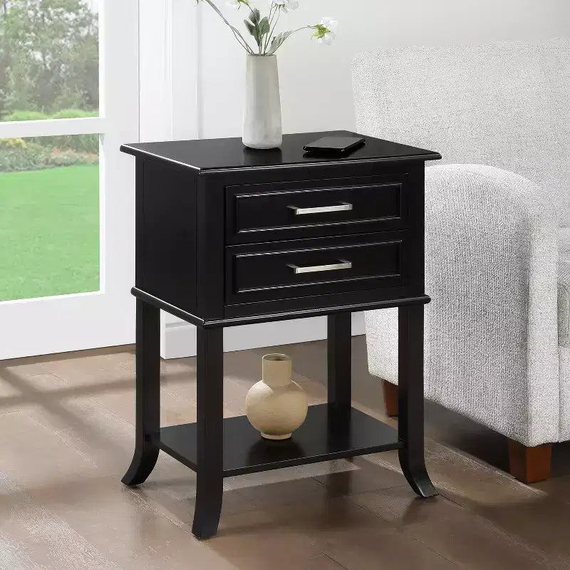HomeStock Tavolino da divano in legno nero rettangolare alto 73 cm 1 pezzo