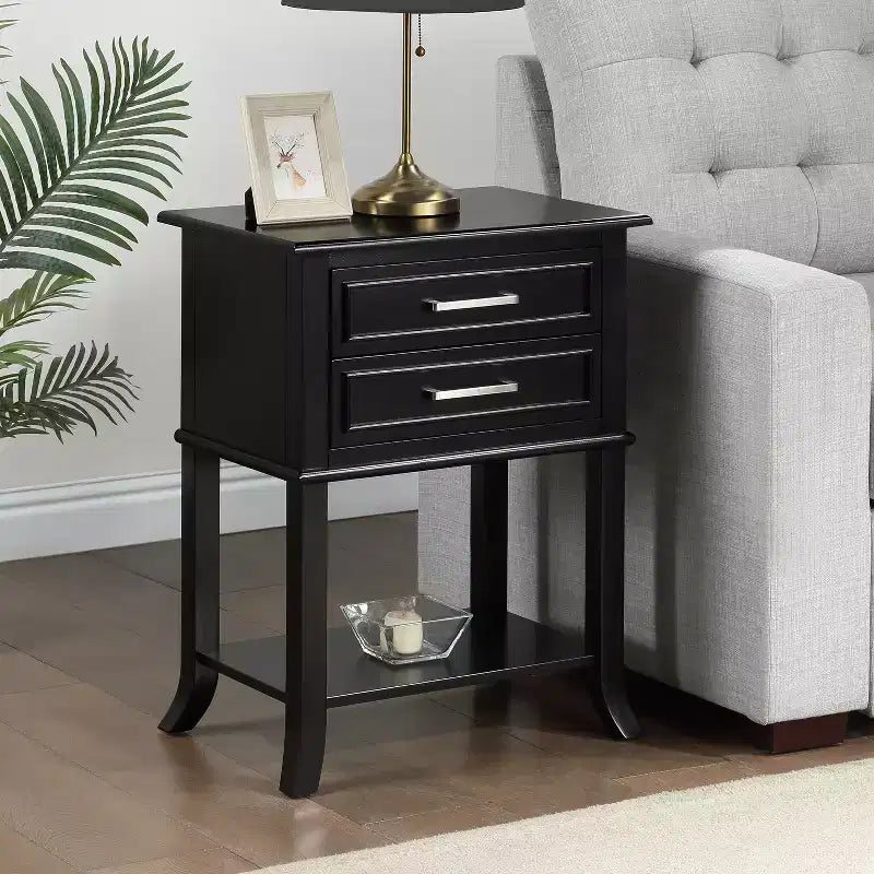 HomeStock Tavolino da divano in legno nero rettangolare alto 73 cm 1 pezzo