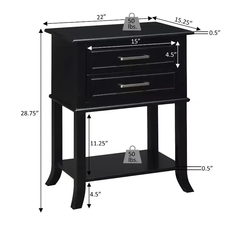 HomeStock Tavolino da divano in legno nero rettangolare alto 73 cm 1 pezzo