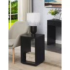 HomeStock Tavolino da Salotto Rettangolare Nero in Legno, 66 cm H, 1 Pezzo