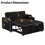 Divano letto GustoWave con porta, divano letto matrimoniale in velluto convertibile 3-in-1 moderno, con schienale regolabile, nero