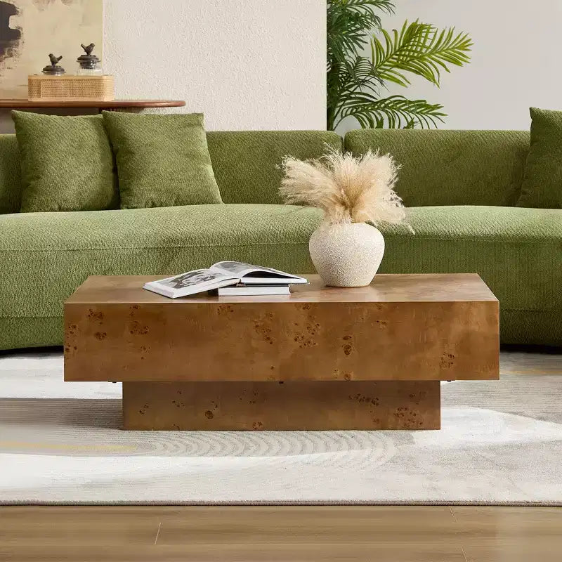 Tavolino da caffè GDFStudio Sabrina rettangolare con piedistallo in legno, 43" di larghezza