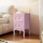 Comodini Karl Home con 2 cassetti in MDF (Medium-Density Fiberboard) rosa da 40 cm di larghezza