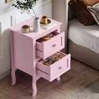 Comodini Karl Home con 2 cassetti in MDF (Medium-Density Fiberboard) rosa da 40 cm di larghezza