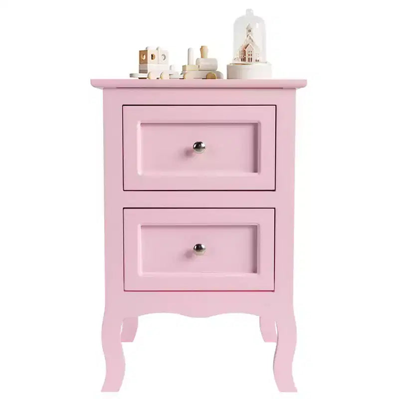Comodini Karl Home con 2 cassetti in MDF (Medium-Density Fiberboard) rosa da 40 cm di larghezza